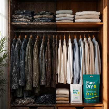 Pure Dry Moisture Absorber Gel Sachets — Pack of 6 | Goodbye Dampness for Wardrobe, Shoes & Car
