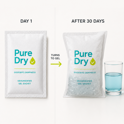 Pure Dry Moisture Absorber Gel Sachets — Pack of 6 | Goodbye Dampness for Wardrobe, Shoes & Car