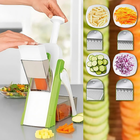 5-in-1 vegetable chopper and slicer with collection container