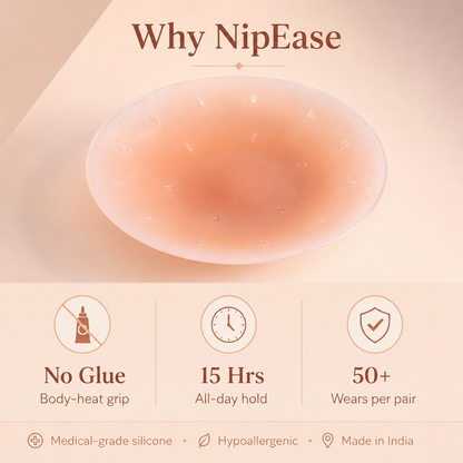 Why NipEase - no glue, 15 hour hold, 50+ wears per pair